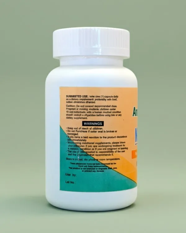Bottle of Vitamin B17 500mg capsules Suggested use