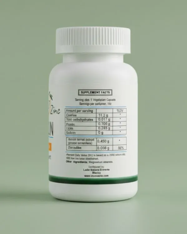 Bottle of amygdalin plus zinc capsules supplement facts