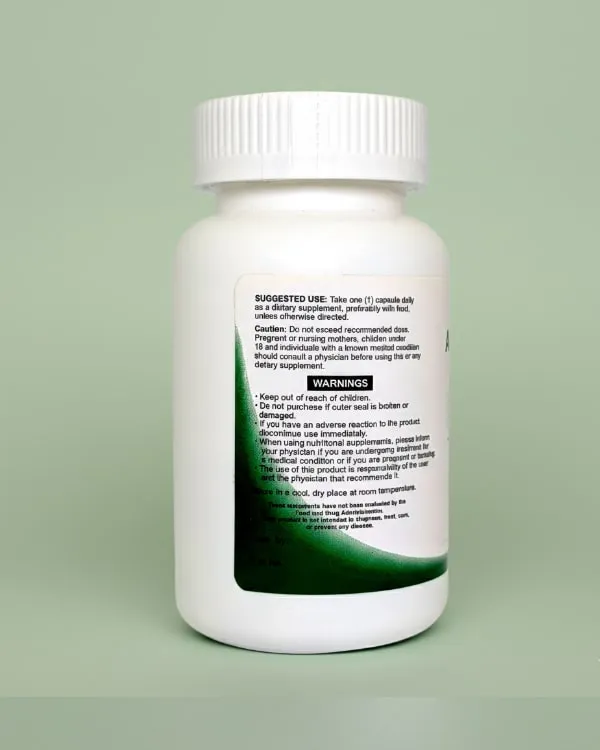 Bottle of amygdalin plus zinc capsules Suggested use