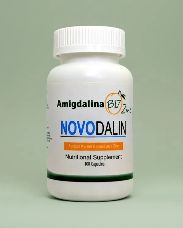 Bottle of amygdalin plus zinc capsules